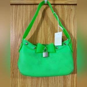 Green Rubber Small Handbag some wear from storage otherwise brand new
